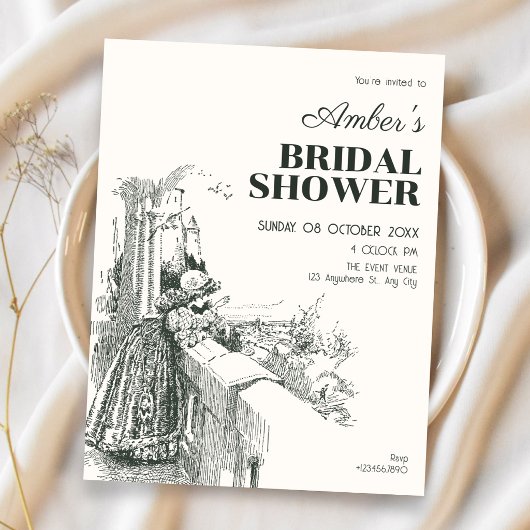 Bruiloftsshower in vintage stijl kaart