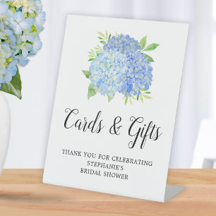 Bruiloftsshower Kaarten Cadeaus Blauwe Hortensia B Reclamebord Met Voetstuk