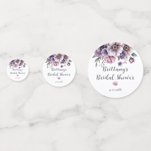 Bruiloftsshower Lavendel Waterverf Bloemen Confetti (Voorkanten)