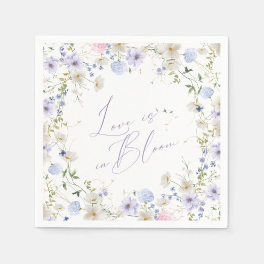Bruiloftsshower Love In Bloom Bloemig Paars Groen Servet (Voorkant)