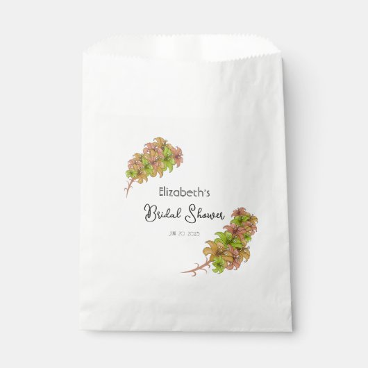 Bruiloftsshower met bloemen bedankzakje (Voorkant)