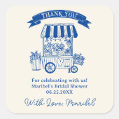 Bruiloftsshower met bloemige krabbels 'Off the mar Vierkante Sticker (Voorkant)