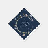 Bruiloftsshower met lentebloemenweide in navy servet (Hoek)