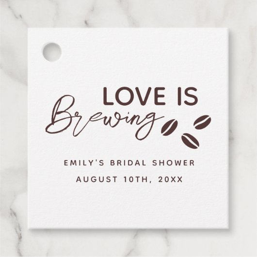 Bruiloftsshower met 'Love is Brewing' koffiethema Bedankjes Labels (Voorkant)
