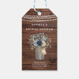 Bruiloftsshower met Rustieke Houten Slingerlichtje Cadeaulabel