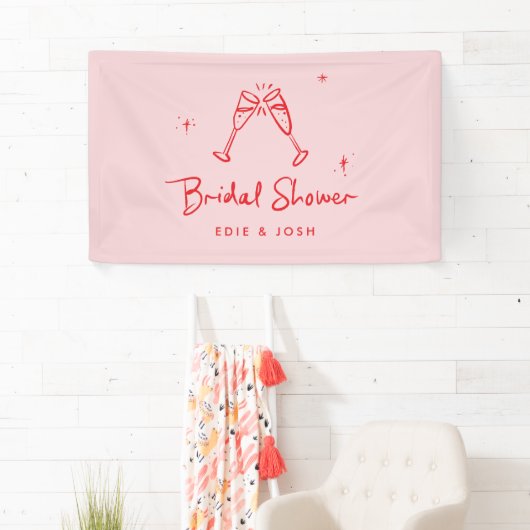 Bruiloftsshower modern natuurlijk elegant handgesc spandoek (Insitu)