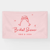 Bruiloftsshower modern natuurlijk elegant handgesc spandoek (Horizontaal)