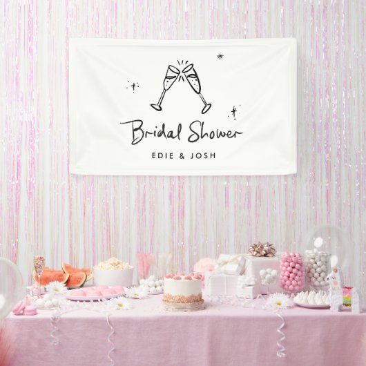 Bruiloftsshower modern natuurlijk elegant handgesc spandoek (Feest)