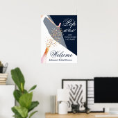 Bruiloftsshower Navy Blauwe Welkomstposter Poster (Thuiskantoor)