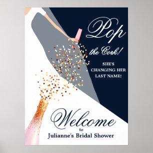 Bruiloftsshower Navy Blauwe Welkomstposter Poster