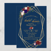 Bruiloftsshower Navy Bourgondië Goud Frame GoudMod Kaart (Voorkant / Achterkant)