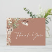 Bruiloftsshower pampagras moderne boho elegant bedankkaart (Staand voorkant)