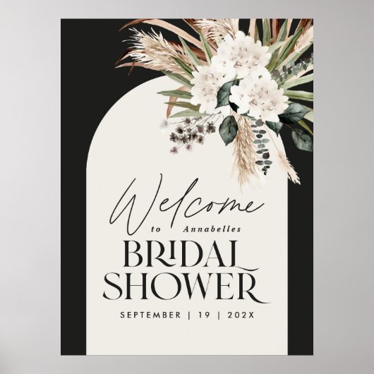 Bruiloftsshower pampagras moderne boho elegant poster (Voorkant)