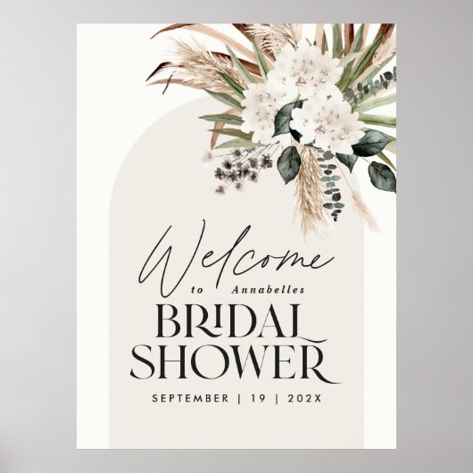 Bruiloftsshower pampasgras moderne boho elegante f poster (Voorkant)