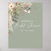 Bruiloftsshower pampasgras moderne elegante begrot poster (Voorkant)