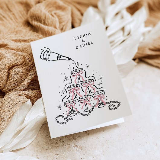 Bruiloftsshower "Parels & Prosecco" bedankkaartjes Bedankkaart