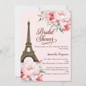 Bruiloftsshower Paris Eiffeltoren roze bloemen Kaart (Voorkant)
