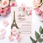 Bruiloftsshower Paris Eiffeltoren roze bloemen Kaart