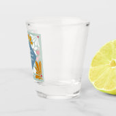 Bruiloftsshower Retro bloemen groovy 70's boho Shot Glas (Rechts)