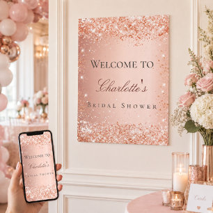 Bruiloftsshower roze goud roze welkom poster