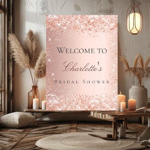 Bruiloftsshower roze goud roze welkom poster