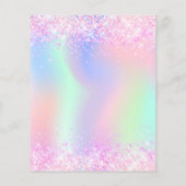 Bruiloftsshower roze paarse glitters bloemen budge flyer (Achterkant)