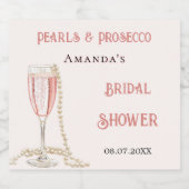 Bruiloftsshower roze parels prosecco sparkling wijnetiket (Enkel label)