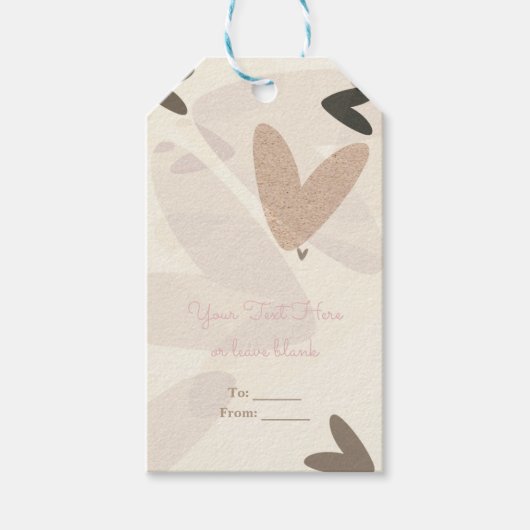 Bruiloftsshower Roze & Taupe Harten Chic Favor Cadeaulabel (Voorkant)