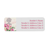 Bruiloftsshower Roze Tulp Retouradreslabels Etiket (Voorkant)