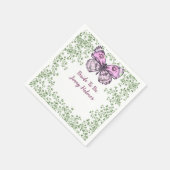 Bruiloftsshower Roze Vlinder Groene Beplanting Servet (Hoek)
