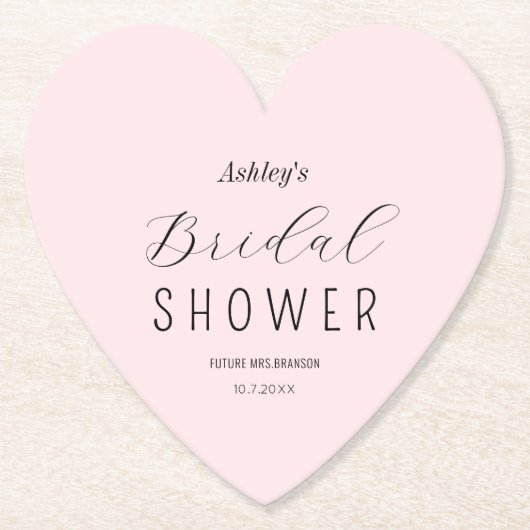 Bruiloftsshower Roze Zwart Chic Onderzetter (Voorkant)