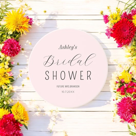 Bruiloftsshower Roze Zwart Chic Zandsteen Onderzetter