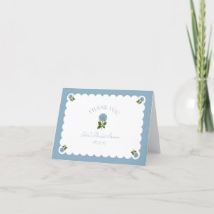 Bruiloftsshower Stofblauwe Hortensia Chic Gekartel Bedankkaart