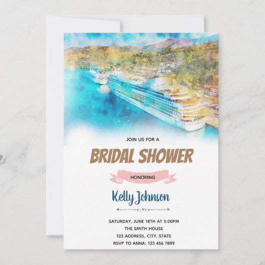 Bruiloftsshower-thema cruise kaart (Voorkant)