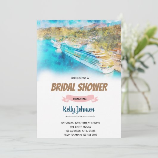 Bruiloftsshower-thema cruise kaart (Staand voorkant)