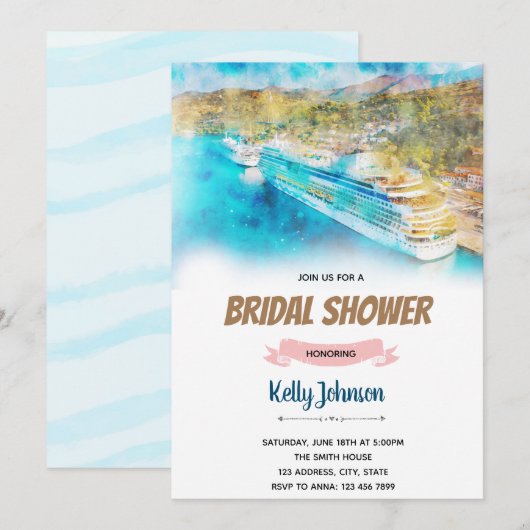 Bruiloftsshower-thema cruise kaart (Voorkant / Achterkant)