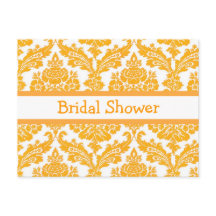 Bruiloftsshower uitnodiging, elegante gele damast