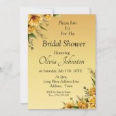 Bruiloftsshower Uitnodiging - Gouden Gele Bloemen (Voorkant)