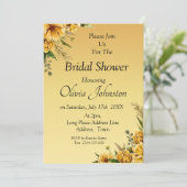 Bruiloftsshower Uitnodiging - Gouden Gele Bloemen (Staand voorkant)