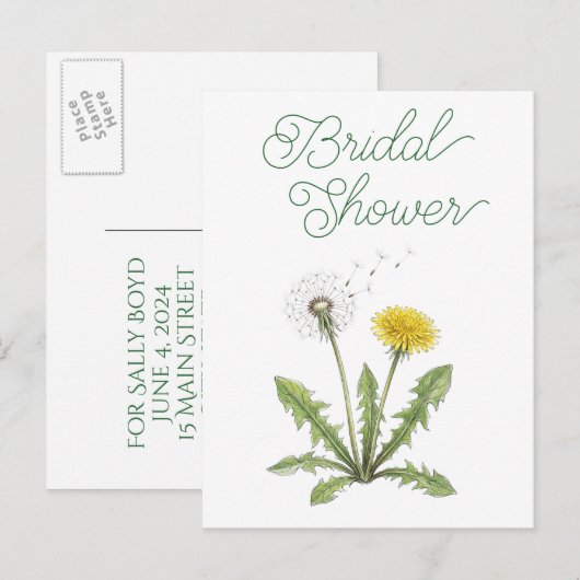 Bruiloftsshower uitnodiging postkaarten briefkaart (Voorkant / Achterkant)