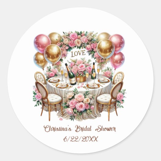Bruiloftsshower voeg naam datum toe  ronde sticker (Voorkant)