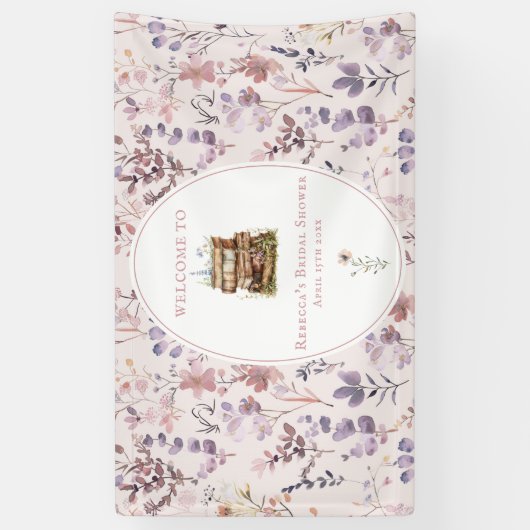 Bruiloftsshower wildbloem welkomstbord 'Nieuw hoof Spandoek (Verticaal)