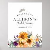 Bruiloftsshower Wilde Bloem Zonnebloem Welkomstbor Poster (Voorkant)