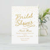 Bruiloftsshower Witte & Gouden Confetti Stip Uitno Kaart (Staand voorkant)