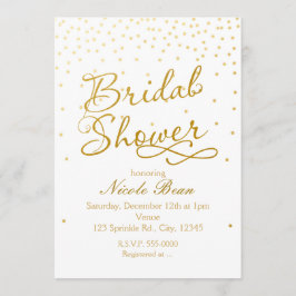 Bruiloftsshower Witte & Gouden Confetti Stip Uitno Kaart