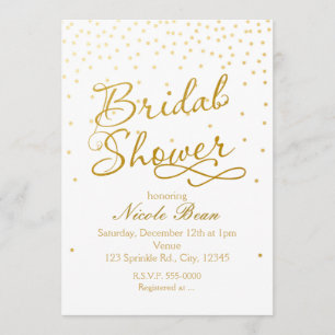 Bruiloftsshower Witte & Gouden Confetti Stip Uitno Kaart