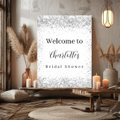 Bruiloftsshower witte zilveren glitterscript welko poster
