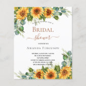 Bruiloftsshower zonnebloemen eucalyptus budget flyer (Voorkant)