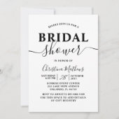 Bruiloftsshower Zwart & Wit Calligrafie Schrift Kaart (Voorkant)