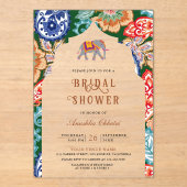 Bruiloftsshowers met levendige Indiase volksolifan Acryl Uitnodigingen (Voorkant)